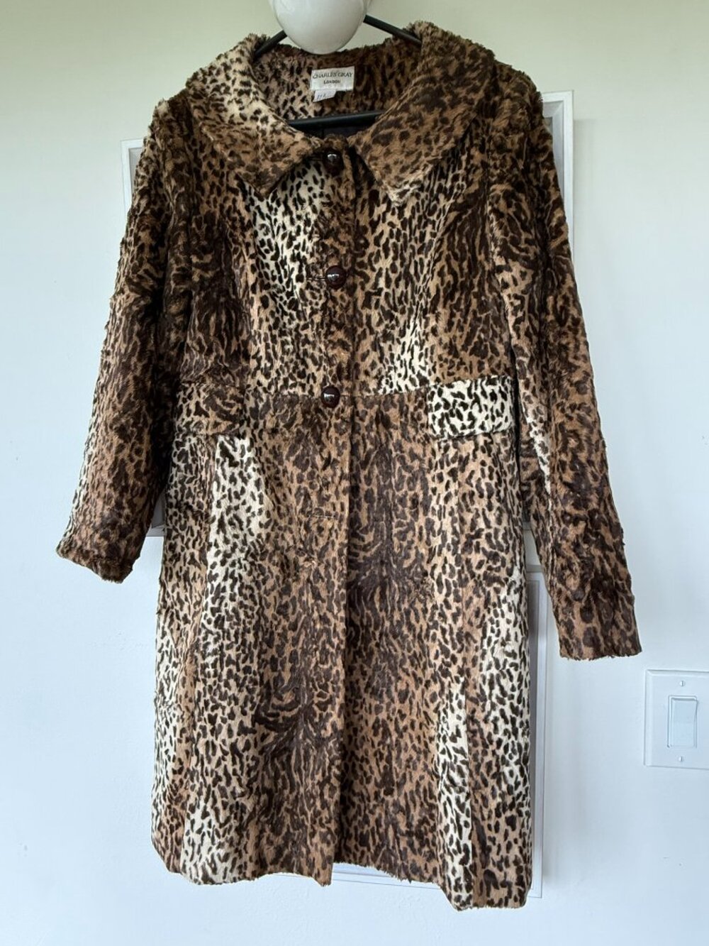 Charles Gray Leopard Print Coat L